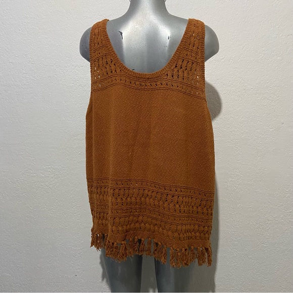 Bohemian Knit Sleeveless Sweater Top Blouse Tassels Size 3X Mustard Coastal Boho - Picture 3 of 3